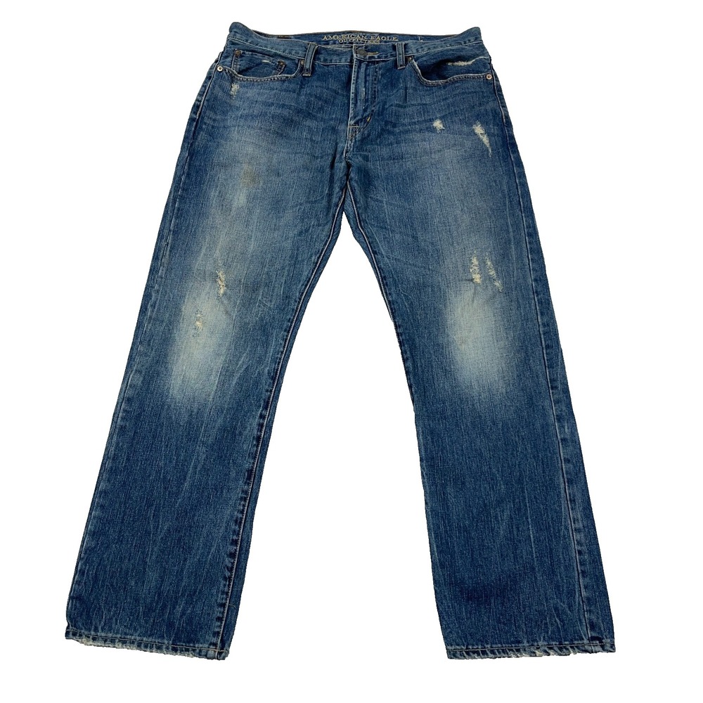 Vintage Y2K American Eagle Jeans Men 34x32 Relaxed Fit Straight Leg Distressed